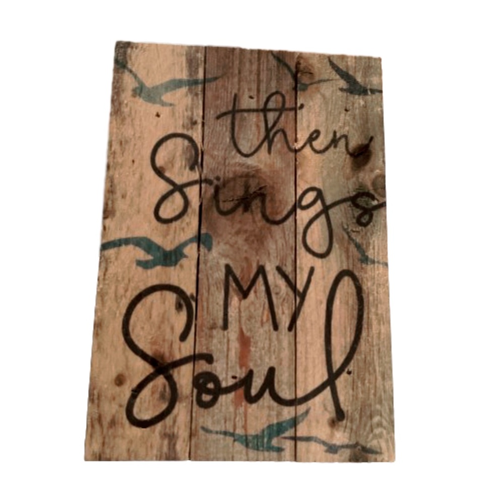 🌱 2/$30 EUC Then Sings my Soul Art Picture P. Graham Dunn Distressed Light Wood
